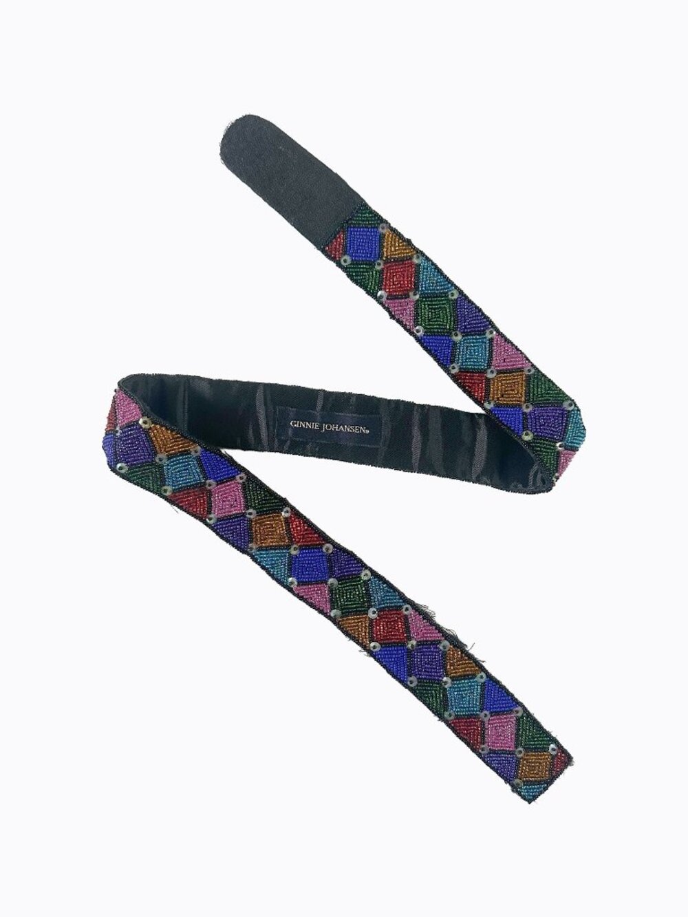 Vtg 80s Ginnie Johansen Beaded Jewel Tone Belt S Whimsigoth Boho Sequin Festival